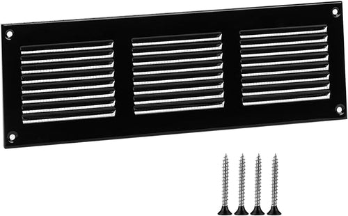 10x2 Vent Cover (Duct Opening) - Black HVAC Return Air Grille for Wall and Ceiling - Metal AC Vent Cover with Mesh - Rectangular Ventilation Register - External Dimensions: 11.81" W x 3.94" H by TURvent