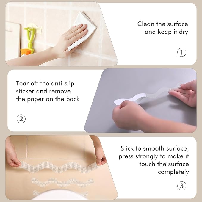 24 PCS Anti Slip Shower Stickers, Safety Bathtub Non Slip Strips, Adhesive Decals Anti Skid Tape with Scraper for Tub, Shower, Steps, Floor, Stairs - Image 3