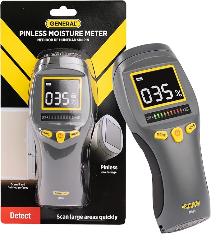 General Tools LCD Moisture Meter #MM8 - Leak and Humidity Detector - Pinless and Non-Invasive by GeneralTools