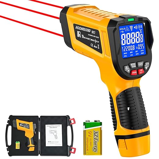 -58°F to 3992°F High-Temp Infrared Temperature Gun, Industrial Laser Thermometer Gun High Precision Triple Laser Non-Contact Pyrometer Termometer for Furnace, Kiln, Forge, Furnace, Engine, HVAC by MOONASCEND