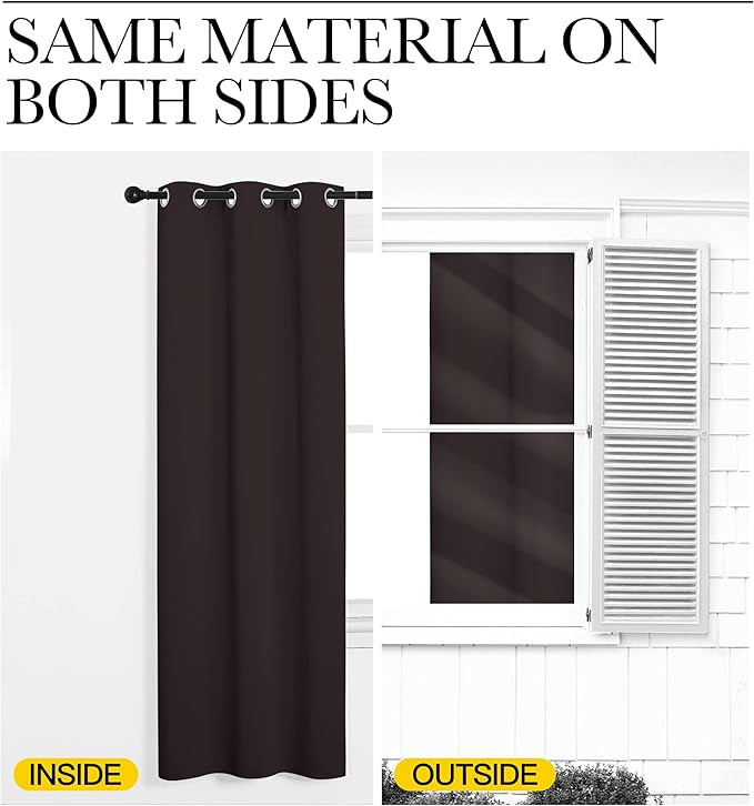 NICETOWN Toffee Brown Blackout Curtain 86 inch Long, W55 x L86, 1 Panel, Thermal Insulated Window Treatment with Grommet Room Darkening Thermal Insulated Panel for Bedroom/Living Room - Image 5