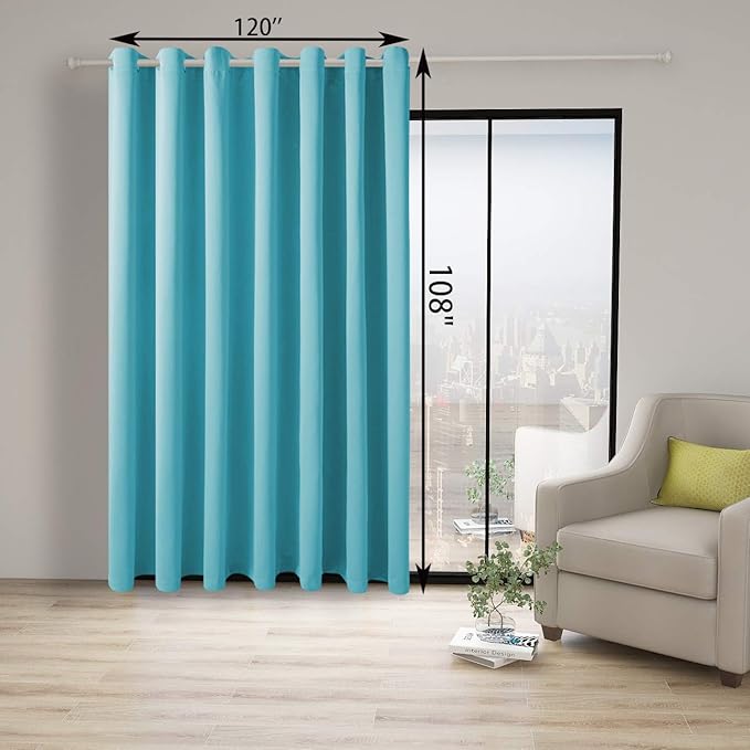 BONZER Extra Wide Room Divider Curtain Total Privacy Wall Noise Reducing Blackout Curtains for Apartment, Studio, 108L x 120W Inch (9L x 10W ft), 1 Panel, Teal - Image 4