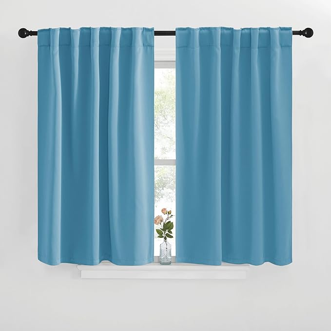 NICETOWN Blackout Window Curtains for Camper - (Teal Blue Color) 42x40 Inch, 2 Panels Set, Thermal Insulated Room Darkening Blackout Drapes/Draperies with Rod Pocket & Back Tab for Loft by NICETOWN