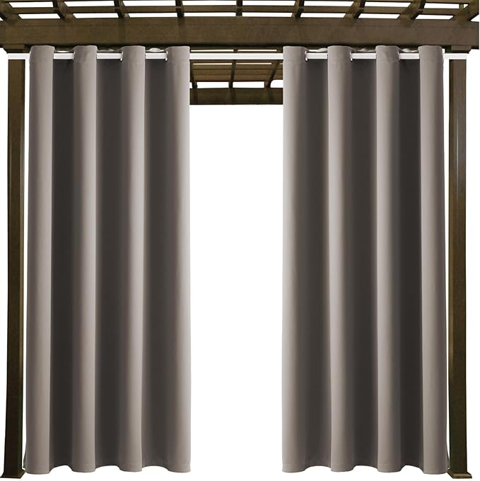 Waterproof Outdoor Curtain W52 x L84 - Grommet Top Sunlight Blocking Window Treatment Drapes Blackout Curtains for Home Bedroom Living Room Outdoor Patio Porch Pergola (Taupe, 2 Panels) - Image 9