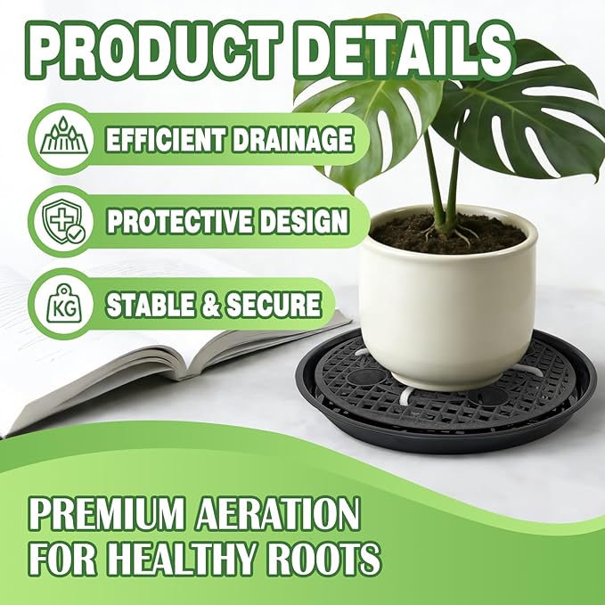 4 Pcs 14'' Self-Watering Pot Base, Auto-Irrigation System Plant Saucer Stand for 5 Gallon Fabric Pot, Auto Watering Plant Water Tray Self Watering System for Indoor Greenhouse Grow Tent Garden - Image 3