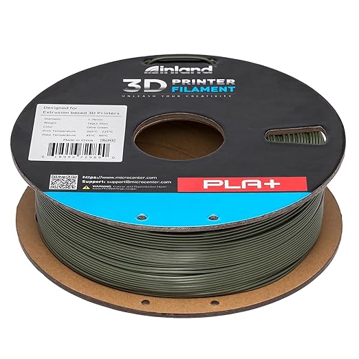 INLAND Micro Center PLA+ 3D Printing Filament 1.75mm - PLA Pro Dimensional Accuracy +/- 0.03 mm - 1kg Cardboard Spool (2.2 lbs) (1 Pack Olive Green, 1.75mm) - Image 6