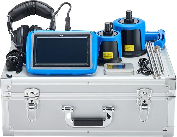 VEVOR Pipe Water Leak Detector for Outdoors, 1Hz-10000Hz, 7" Touchscreen Leakage Detection Locator for 16.4FT (5m) Underground Plumbing - with Medium & Large Sensor, 3 Listening Rods, Headphone & Case - Image 9