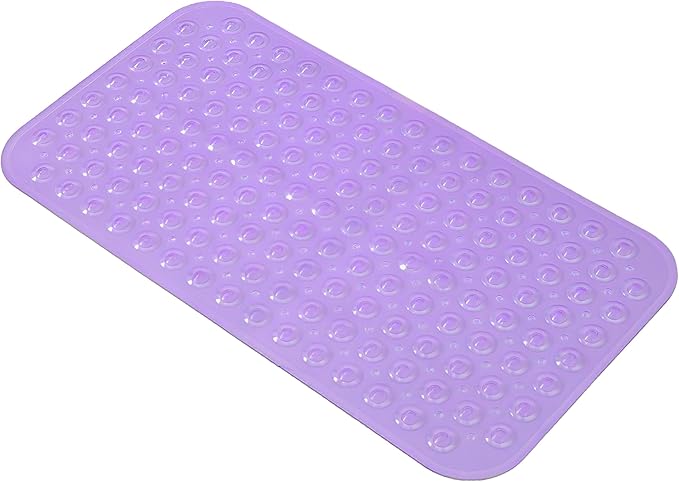 Anti-Slip Bathtub Shower mat, 27.5×14.5（Approximately 70×37cm） inch Soft Oversized Machine Washable Non-Slip Bathtub mat with Drainage Holes, Bathroom Floor Suction Cup.（1- Clear Purple） by ERASILKEN-X