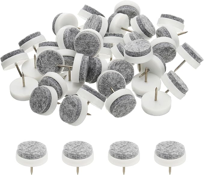 PATIKIL 24 mm Nail-on Felt Pads, 72 Pcs Round Felt Furniture Sliders Pads Heavy Duty Floor Protectors for Wooden Chair Sofa Cabinet Table Leg Feet Hardwood Floors, White by PATIKIL