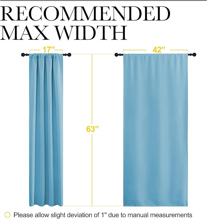 NICETOWN Kitchen Blackout Curtains Panels - Window Treatment Thermal Insulated Room Darkening Rod Pocket Drapes for Bedroom (Teal Blue, Set of 2, 42 by 63 inches Long) - Image 8