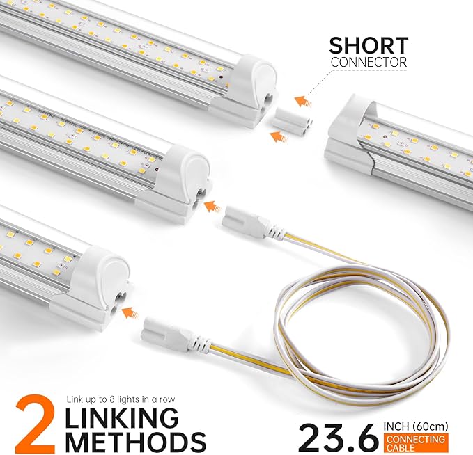 Bstrip Grow Light, 2FT 48W (2 X 24W) Plant Light with Timer, Full Spectrum with 660nm Red LEDs, Linkable Design, 3686K T8 Grow Lights for Indoor Plants, Greenhouse, Seeding, 2-Pack - Image 7