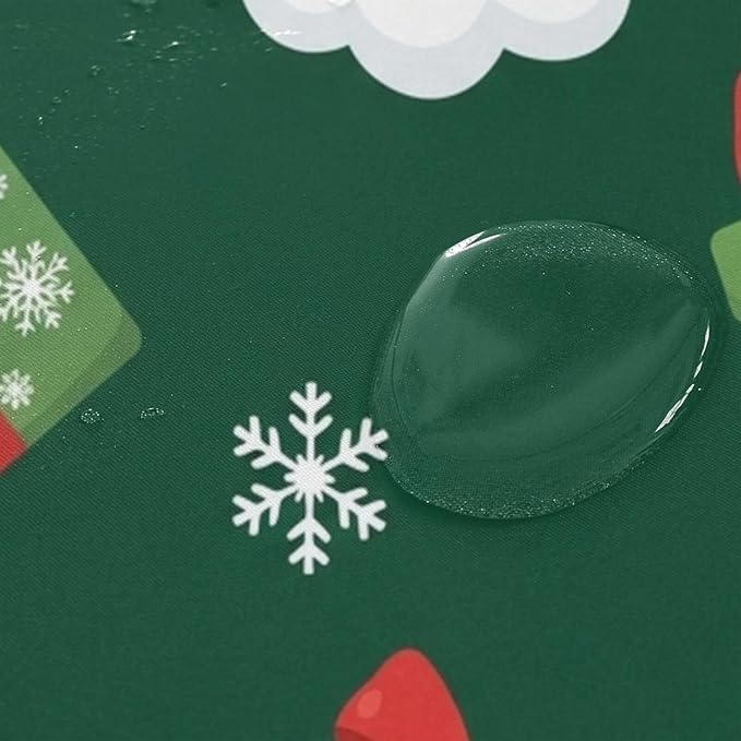 Snow Christmas Santa Green Shower Curtain Liner 72×72 inch for Bathroom Curtain Anti Mold Shower Curtain with Hooks Bathroom Accessories - Image 4