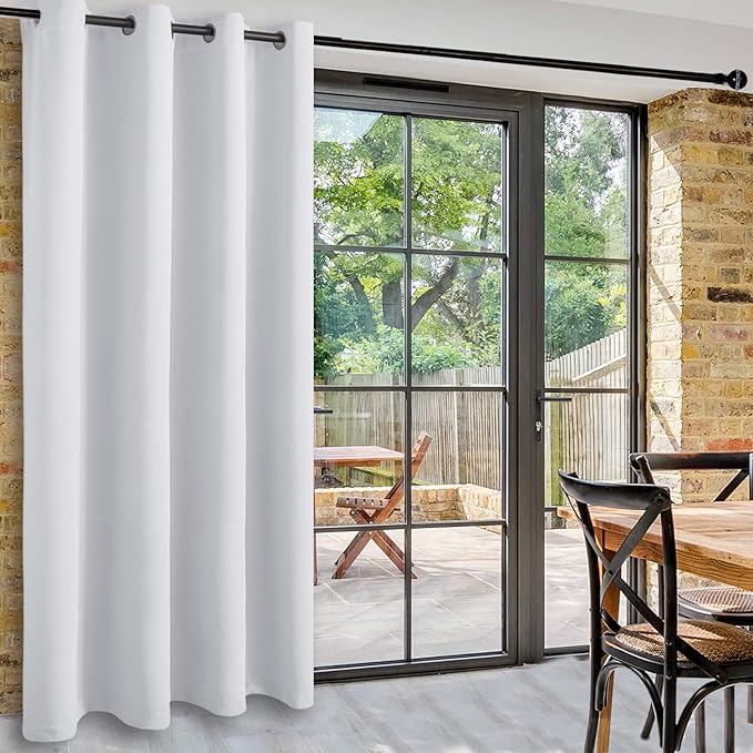 DWCN Total Privacy Room Divider Blackout Curtain - Thermal Curtains for Patio Door, Living Room, Bedroom Partition and Shared Office Space, 1 Panel, 4.3ft Wide x 7ft Tall, Greyish White by DWCN