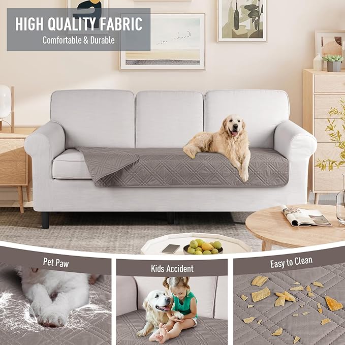TAOCOCO 100% Waterproof Sofa Cushion Cover Reversible Couch Seat Cover for Dogs Pets Couch Cover for Chaise Sectional Sofa U Shape Furniture Protector Sofa Slipcover(Sofa, Light Brown) - Image 4