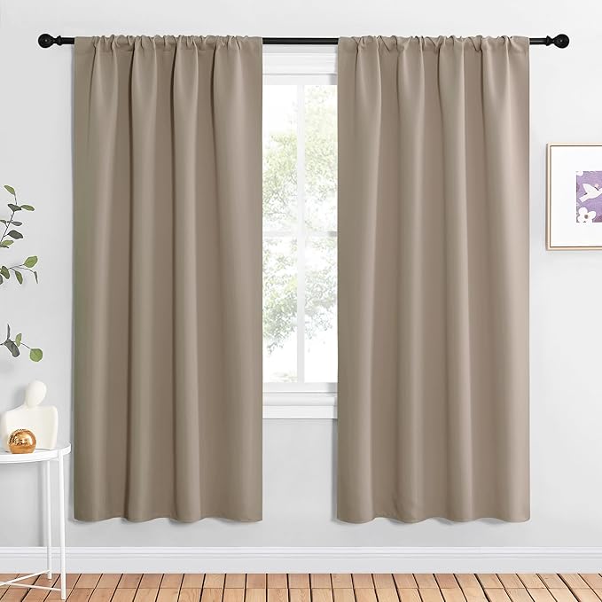 NICETOWN Blackout Curtains for Living Curtains, Taupe, 2 Panels, 42 by 72, Room Darkening Window Curtain Panels, Easy-Care Solid Thermal Insulated Draperies/Drapes for Daughter Room by NICETOWN