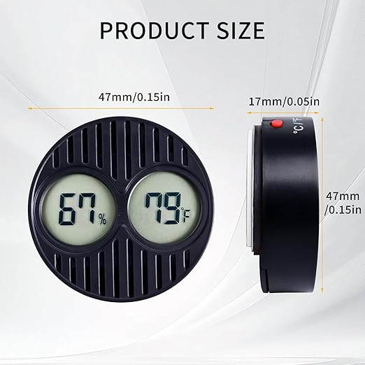 CIGAROL Mini Digital Hygrometer & Thermometer for Humidors — Indoor/Outdoor Temperature & Humidity Gauge for Greenhouse, Incubator, Reptile Terrarium & Jars, °F/°C（Pack of 1） - Image 5