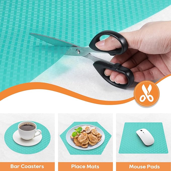 Blue Shelf Liners for Kitchen Cabinets Refrigerator Liners Waterproof & Oil-Proof Kitchen Cupboard Liner Drawer Mats EVA Material Non Adhesive Fridge Liner for Shelves 17.5 x 157.4 Inches - Image 6