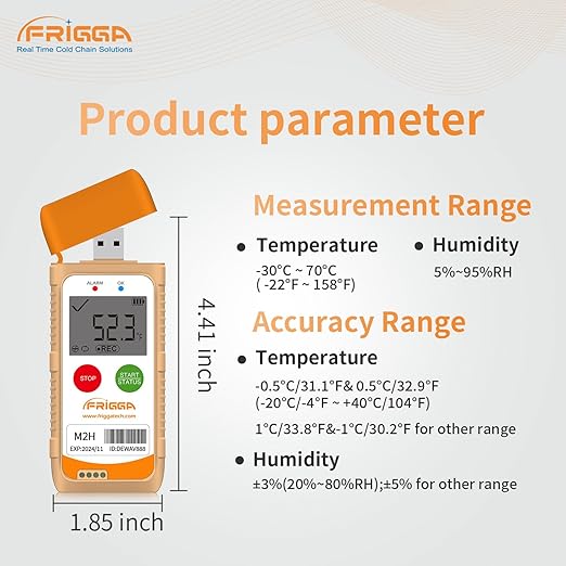 Frigga M2H 10 Pack Reusable Temperature Humidity Data Logger USB Digital Refrigerator Thermometer Multi-Use Temperature Recorder High Accuracy 28800 Points PDF CSV Report - Image 4