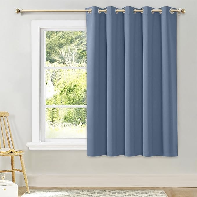 NICETOWN Bedroom Window Blackout Curtain Panel - Thermal Insulated Blackout Drape/Drapery for Loft, Guestroom (Stone Blue, 1 Panel, 70 x 63 inch) by NICETOWN