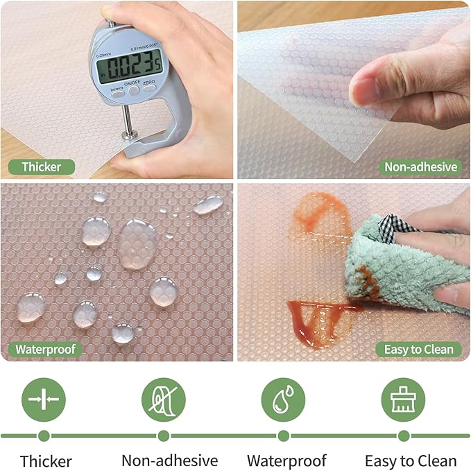 Shelf Liners 22 inch x 20 ft Kitchen Cabinets Liner Non-Stick Drawer Liners Drawer Mats EVA Protector Shelving Cupboard Lining (Clear, 22 inch x 20 ft) - Image 2