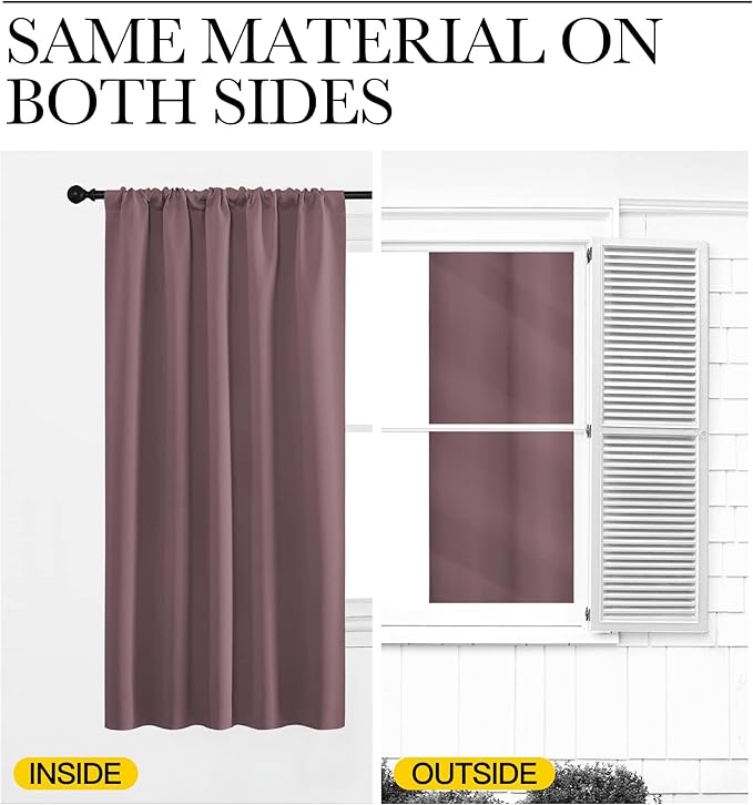 NICETOWN RV Blackout Curtains for Camper Windows, Dry Rose, 34" x 30", Set of 2, Kitchen Curtains, Short Blackout Drapes, Thermal Insulated Rod Pocket Window Treatment Draperies for Nursery - Image 5
