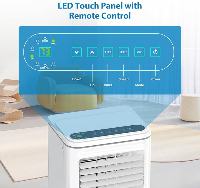 GarveeLife 10000 BTU Portable Air Conditioner, 3-in-1 Cooling, Dehumidifier & Fan - Fast Cooling, Quiet, 4-Way Swing, Auto & Sleep Modes, Remote, LCD Display, 24h Timer, Window Mount Kit - Cools up to - Image 4