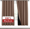 NICETOWN Living Room Completely Shaded Draperies, Privacy Protection & Noise Reducing Ring Top Drapes, Black Lined Insulated Window Treatment Curtain Panels(Cappuccino, 2 Pieces, W70 x L72) by NICETOWN