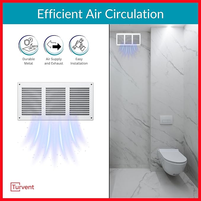 10x4 Vent Cover (Duct Opening) - White HVAC Return Air Grille for Wall and Ceiling - Metal AC Vent Cover with Mesh - Rectangular Ventilation Register - External Dimensions: 11.81" W x 5.91" H - Image 2