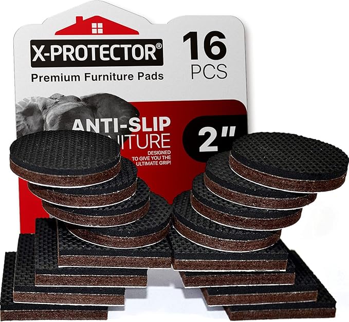 16 PCS 2" Non-Slip Furniture Pads X-Protector - Premium Furniture Grippers! Self-Adhesive Rubber Feet for Furniture Feet - Ideal Non-Skid Furniture Pads Floor Protectors to Keep Furniture in Place! by X-Protector