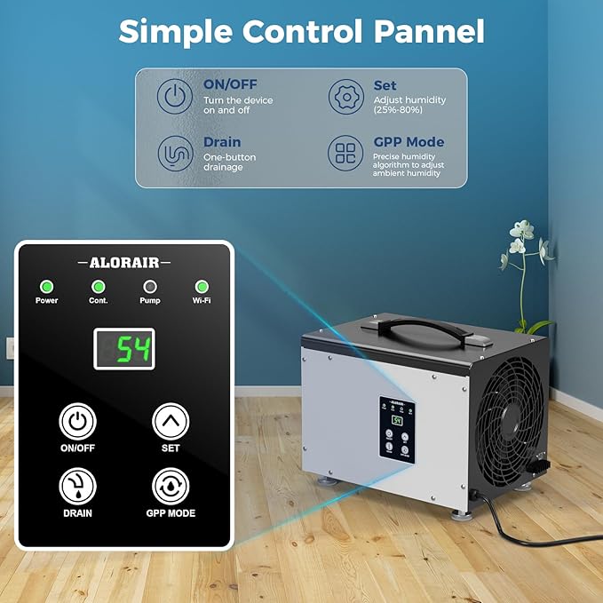 ALORAIR Wi-Fi Crawl Space and Basement Dehumidifier, 70 Pint with Pump, Auto-Defrost, Covers Up to 1000 Sq Ft, Memory Start, cETL Listed, Commercial Grade - Image 8