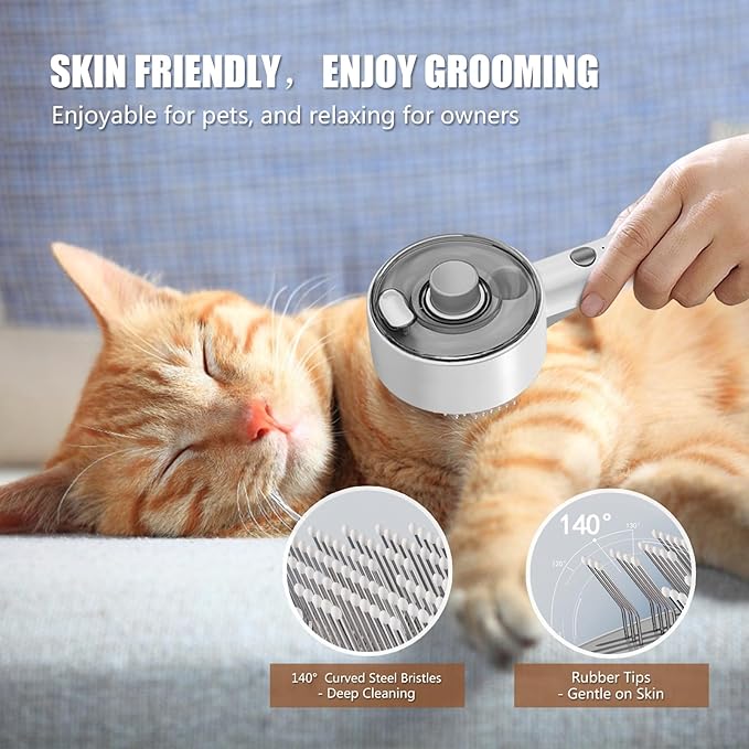 Cloud Care Cat Brush for Indoor Cat Steam Brush for Shedding Spritz Defur Comb for Cats Dogs Steam Brushes for Long Short Hair Cats Dogs Pet Steam Brushes for Massage Grooming Self-Cleaning - Image 3
