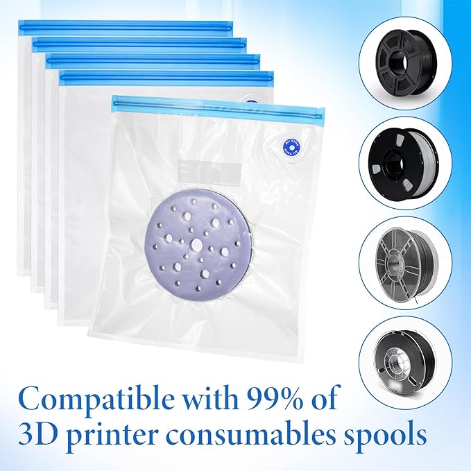 80 Pcs 3D Filament Storage Bags Kit, 50 Pcs 3D Printer Filaments Vacuum Storage Bag 13.4 x 11.8 Inch with 5 Sealing Clip 25 Humidity Indicator Cards for Keep Filament Dry - Image 6