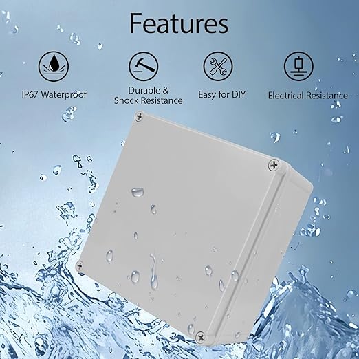 Junction Box, 7.9"x 7.9"x 3.7"(2 Pack) Outdoor Electrical Box with Mounting Plate, IP67 Dustproof Waterproof ABS Plastic Project Box, DIY Electrical Enclosure Gray (200x 200x 95 mm) - Image 5