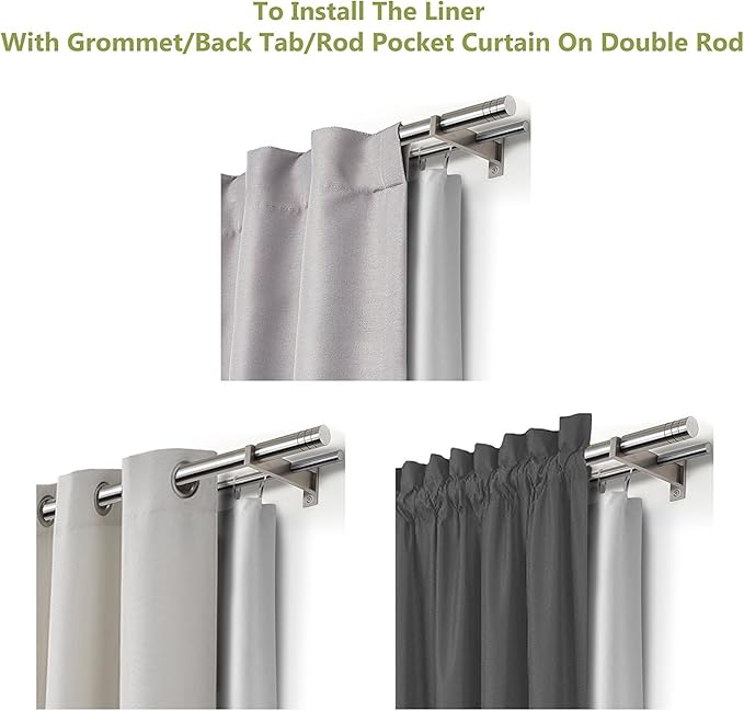 DriftAway Thermal Insulated Blackout Curtain Liner 2 Panels Each Liner Size 50 Inch by 58 Inch Rings Included - Image 7