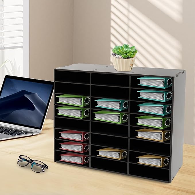 Literature Organizers 24/36Slots Mail Sorter Compartment Files Rack File Cabinet Mail Organizer Office Mailbox Storage Files Manuals Books for Office Company (BGQHQNI9WDFKH - 24 Slots - Black) - Image 6