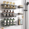 Veken Rustproof & Waterproof Shower Caddy 6-Pack, No Drilling Adhesive Shelves Rack with Soap Holder, Large Capacity Bathroom Organizers and Storage, Wall-Mounted Kitchen & Home Decor, Dark Grey by Veken
