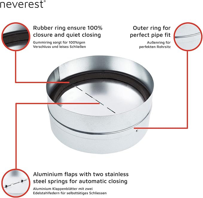 neverest® RK 6" Professional Backdraft Shutter Damper Connector Duct Fits Only with Metal Ducts - Image 3