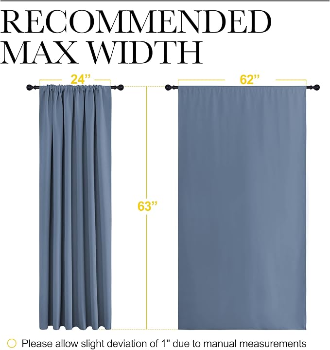 NICETOWN Blackout Curtains for Bedroom, Blackout Curtain Panels, Window Treatment Energy Saving Thermal Insulated Solid Rod Pocket Blackout Drapes/Draperies (Stone Blue, 1 Pair, 62 by 63-inch) - Image 7