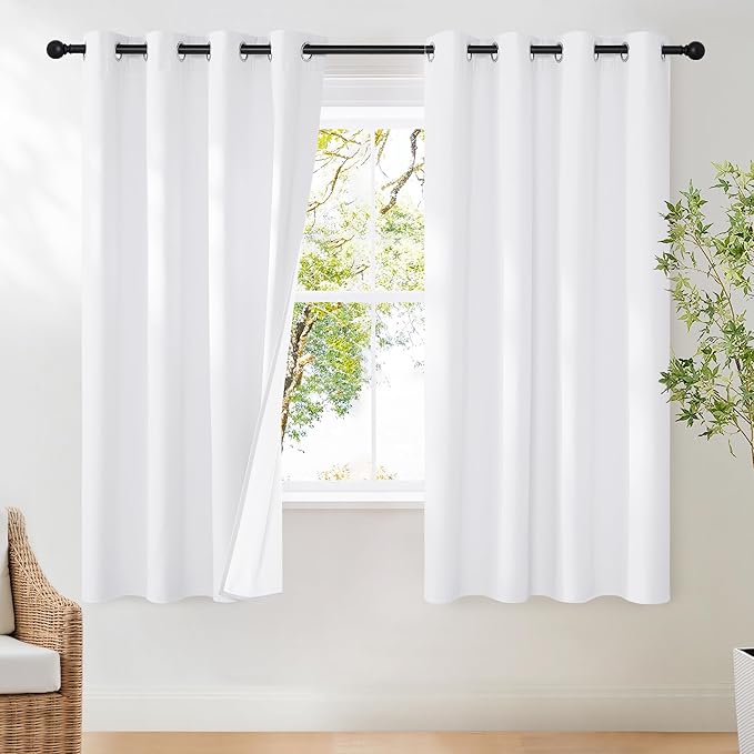 NICETOWN 100% Blackout Window Treatment Curtain, Snow White, 1 Panel, 55 by 68, Energy Smart Thermal Insulated Shade & Blind for Bedroom with Grommet Ring Top by NICETOWN