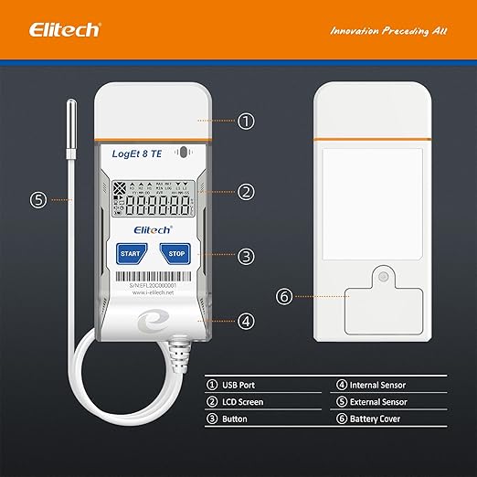 Elitech USB Temperature Humidity Data Logger Reusable Temperature Recorder High Accuracy External Temperature Humidity Sensor, Auto PDF Report USB Port 16000 Points LogEt8THE, -40~85℃, 0~100% RH - Image 9