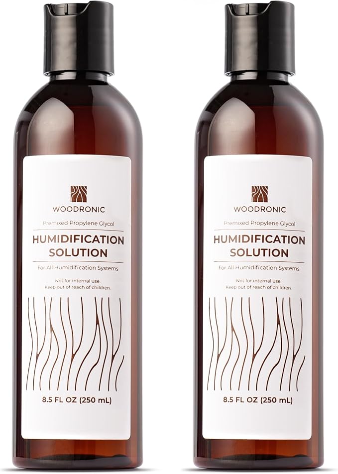 Woodronic Humidor Solution, Propylene Glycol for Cigar Humidifiers, 2-Pack Cigar Humidor Accessories Humidity Control at 70% Relative Humidity, Safe and Non-Toxic, 500 ml by Woodronic
