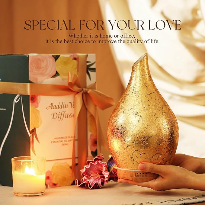 Porseme 280ml Essential Oil Diffuser, 3D Glass Aromatherapy Diffusor, Ultrasonic Cool Mist BPA Free Aroma Humidifier with Timer and Color Changing Function, Waterless Shut-Off for Home Office Room - Image 7