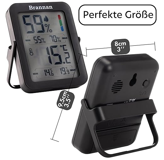 Brannan Max Min Thermometer Room Indoor Humidity Meter Hygrometer - Accurate Room Temperature Maximum Minimum Thermometer Recording Temperature Digital Display to Monitor House Home Office Nursery - Image 3
