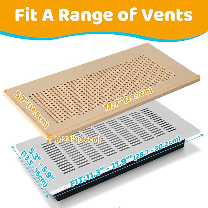 Orzbow Baby Proofing Soft Silicone Vent Cover for Home Wall/Ceiling/Floor Register of Width 5.3" to 5.9", Length 11.3" to 11.9", Child Proof Floor Air Vent Deflector Cover, Easy Install, Khaki, 2 Pack - Image 3