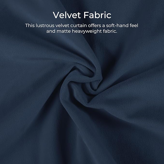 TWOPAGES Luxury Velvet Curtain Pinch Pleated Navy Blue Curtain 102 inch Long Thermal Insulated Blackout Drapes for Bedroom Living Room Indoor Window (1 Panel,Navy Blue,26Wx102L) - Image 3