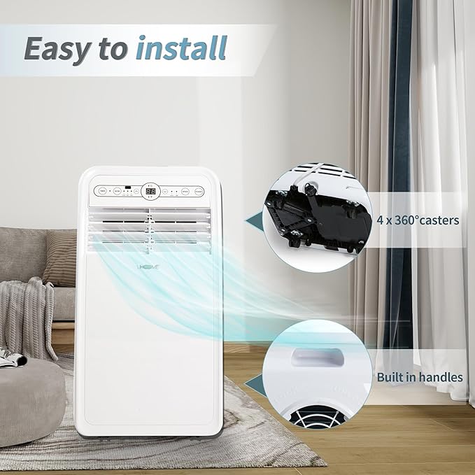 Uhome 8000 BTU Portable Air Conditioner, with Cooling, Dehumidifier, Fan, Remote Control and Window Mount Kit Included, White, 24H Timer - Image 8