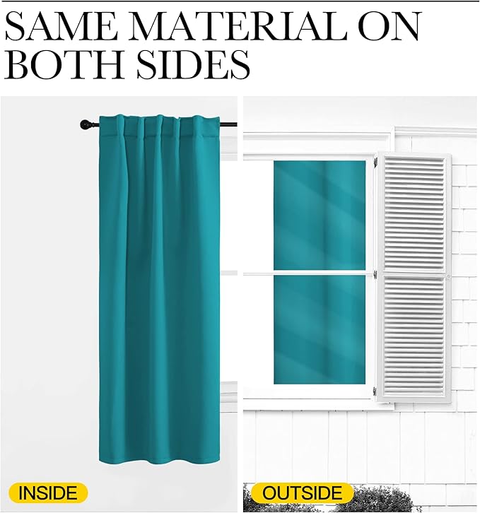 NICETOWN Insulated Room Darkening Curtain Panels - (Peacock Teal Color) W52 x L63, 2 Pieces, Room Darkening Window Treatment Drape Panel - Image 6