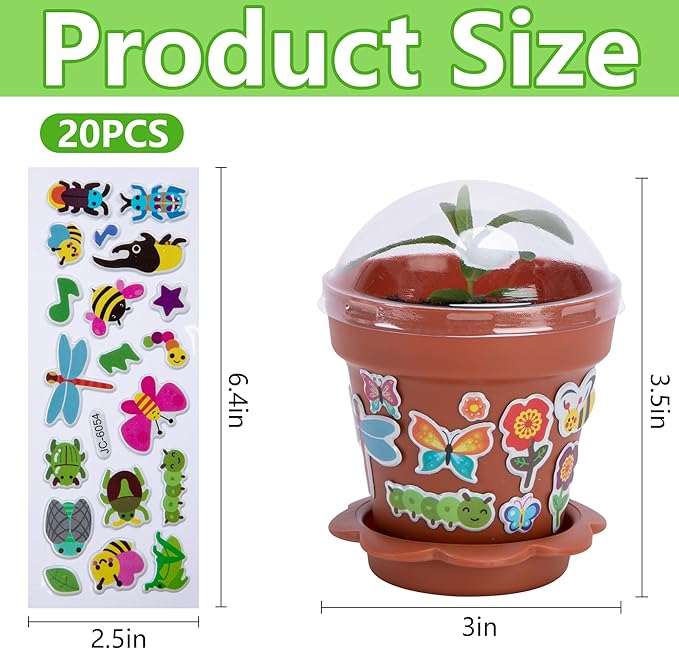 25 Packs Cupcake Plant Nursery Pots with Humidity Dome, Small Plastic Flower Plant Pots with 20 Sheet Stickers, Seeds Starter Pot Flower Planting Container for Seedlings Succulent Display (Wine Red) - Image 2