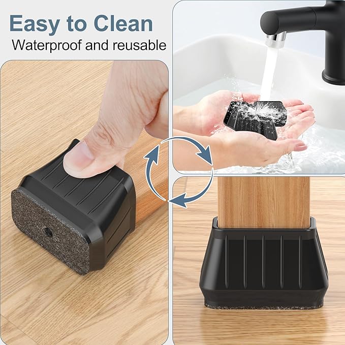 24PCS Rectangular Chair Leg Floor Protectors for Hardwood Floors, Thicken Rubber Chair Leg Cap Covers, Non Slip Furniture Leg Pads to Protect Wood Tile Floors from Scratches and Reduce Noise - Image 6