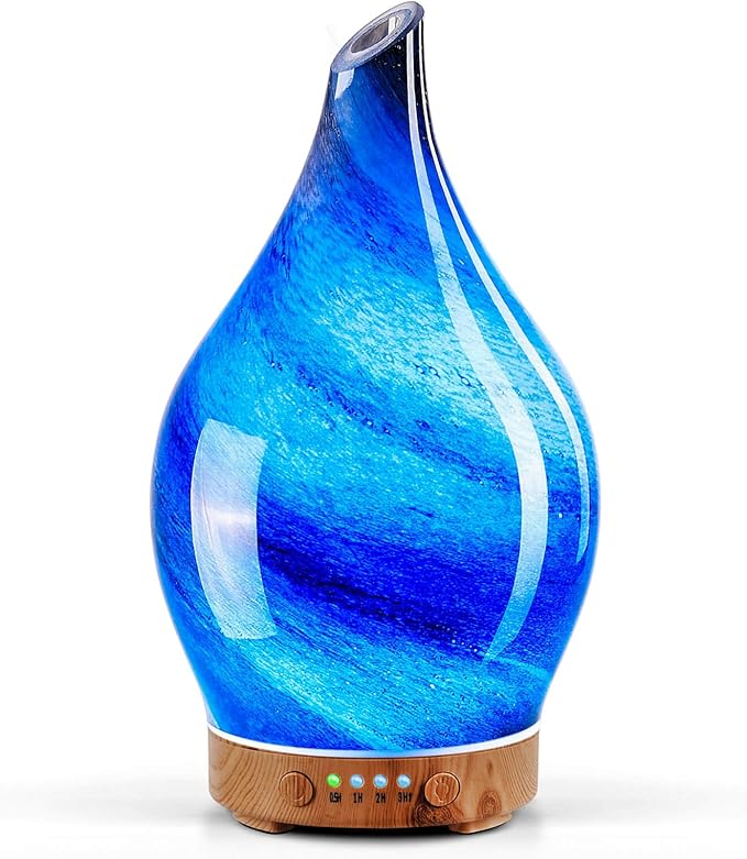 Porseme 150ml Essential Oil Diffuser Glass Color Changing Aroma Air Diffusers Aromatherapy Ultrasonic Cool Mist Humidifier 6 Running Hours Waterless Auto-Off for Sleeping Yoga Office Spa (Galaxy) by Porseme